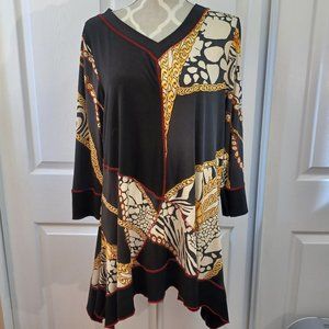 NEW WITH TAGS L Come and See Gorgious colourful Top with swing hem (4135)